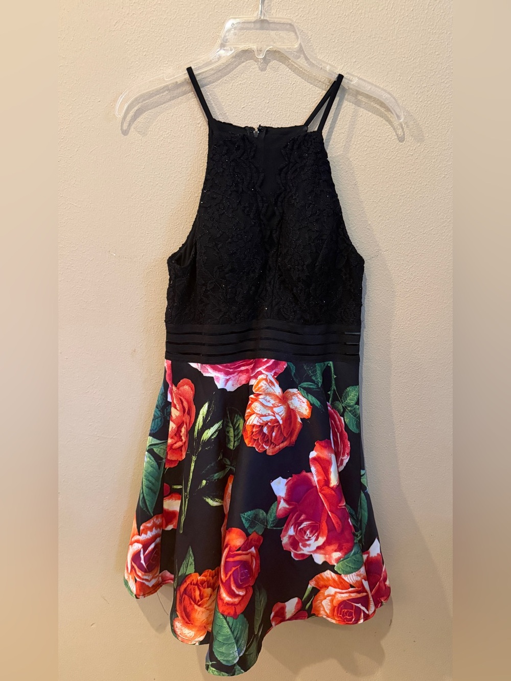 City Vibe Black Lace Floral Fit & Flare Dress Size 7 Party Cocktail Dress